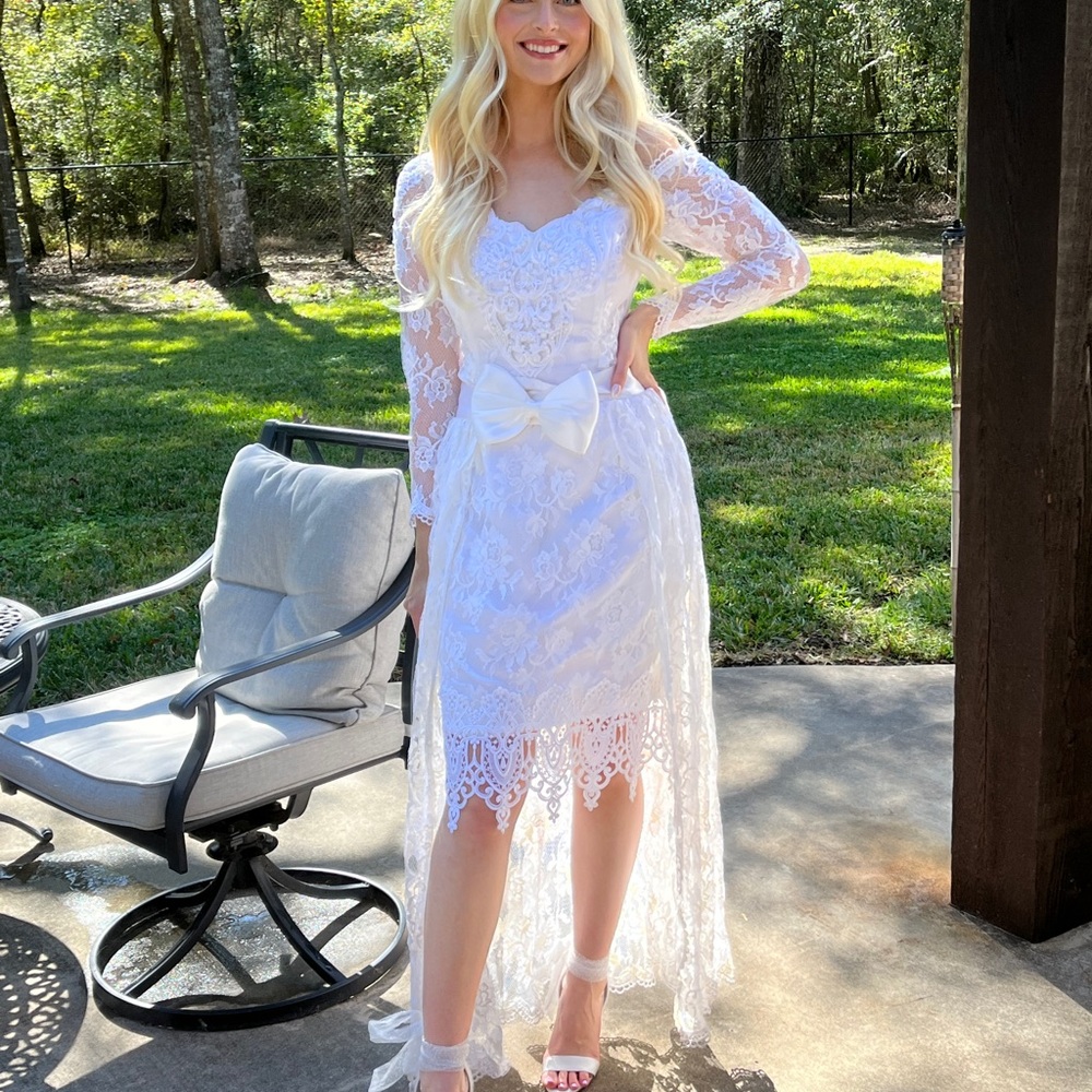 Vintage Jessica McClintock White Lace Wedding Dress